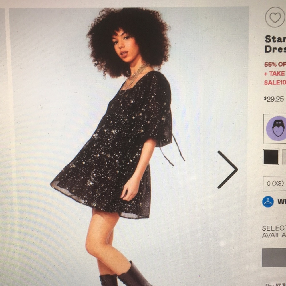Black Nasty Gal dress with gold stars